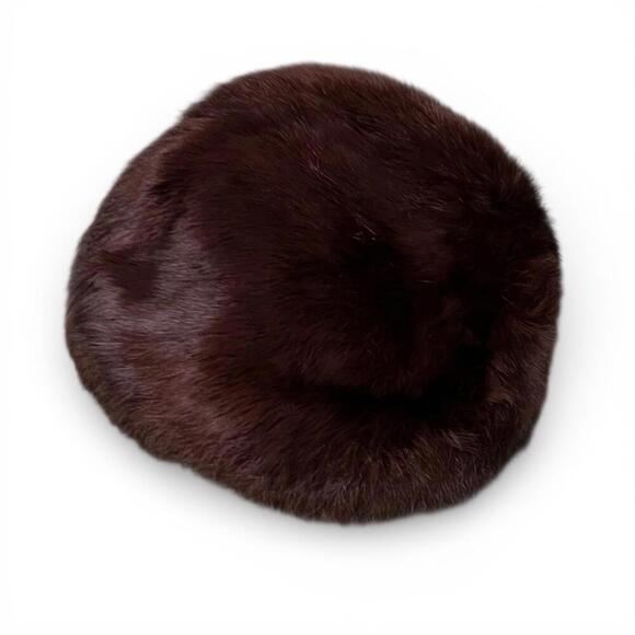 Vintage Dark Brown Mink Fur Pillbox Hat
